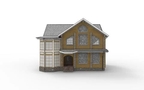 3d rendering of a villa free standing house isolated in empty space backgroun Stock Illustration