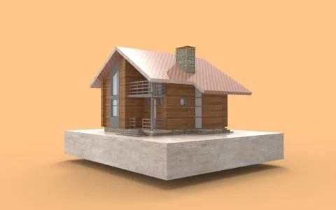 3d rendering of a villa free standing house isolated in empty space backgroun Stock Illustration