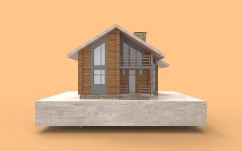 3d rendering of a villa free standing house isolated in empty space backgroun Stock Illustration