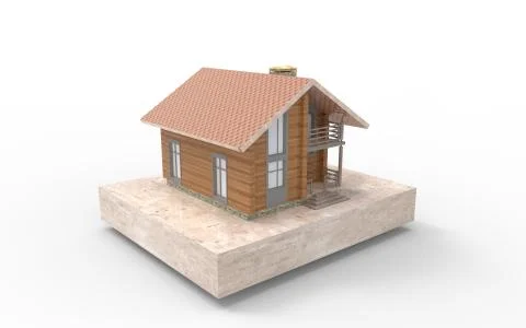 3d rendering of a villa free standing house isolated in empty space backgroun Stock Illustration