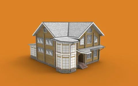 3d rendering of a villa free standing house isolated in empty space backgroun Stock Illustration