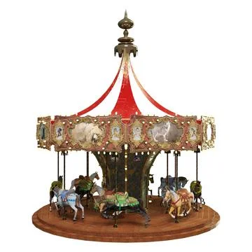 3D Rendering Vintage Carnival Carousel Stock Illustration