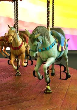 3D Rendering Vintage Carnival Carousel Stock Illustration