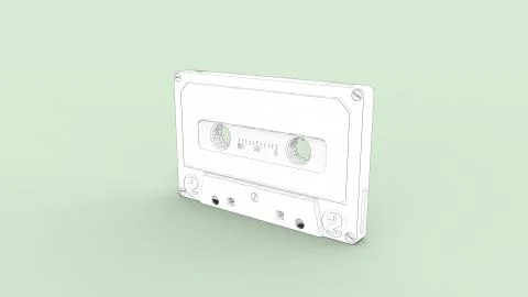 3d rendering of a vintage cassette isolated in studio background Stock Illustration
