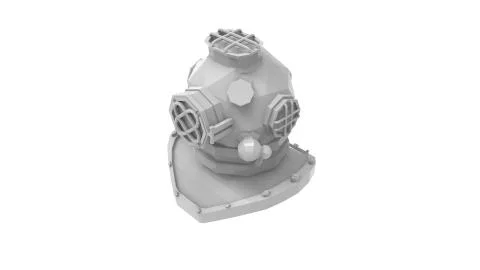 3d rendering of a vintage diving helmet mask isolated in white background Stock Illustration