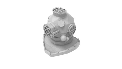 3d rendering of a vintage diving helmet mask isolated in white background Stock Illustration