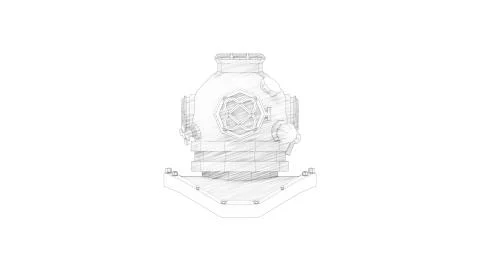 3d rendering of a vintage diving helmet mask isolated in white background Stock Illustration