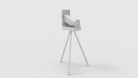 3d rendering of a vintage harmonica camera isolated in studio Stock Illustration