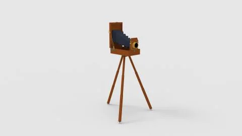 3d rendering of a vintage harmonica camera isolated in studio Stock Illustration