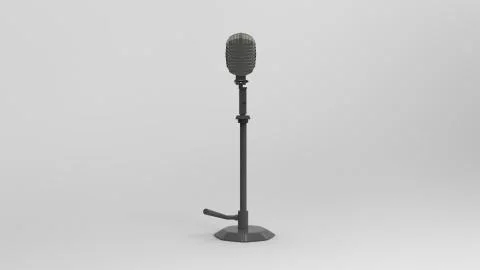3d rendering of a vintage microphone isolated in studio background Ilustração Stock