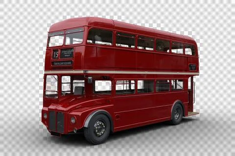 3D rendering of a vintage red double decker London bus isolated on transparen Stock Illustration