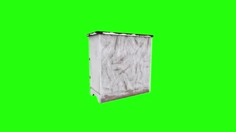 3D rendering of a vintage white kitchen cabinet on green background 스톡 동영상 303594663