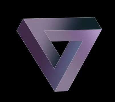 3D rendering of a violet triangular shape on black background Stock Illustration