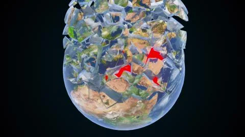 3d rendering of virtual background. Computer generated planet Earth destructions Stock-Illustration