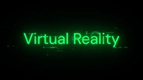 3D rendering virtual reality text with screen effects of technological glitch Stock Illustration