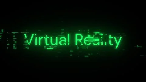 3D rendering virtual reality text with screen effects of technological glitch 스톡 일러스트