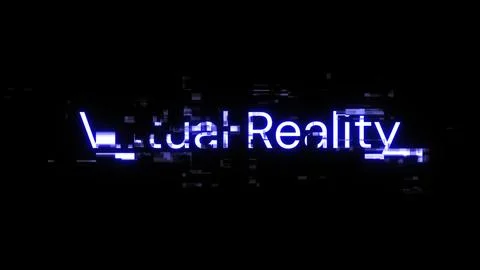 3D rendering virtual reality text with screen effects of technological glitch Stock Illustration