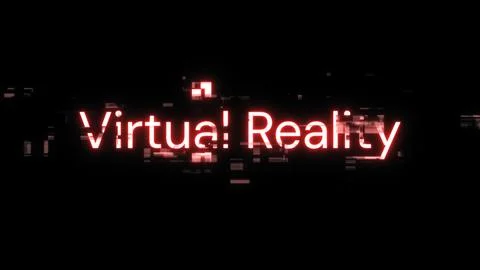 3D rendering virtual reality text with screen effects of technological glitch Stock Illustration