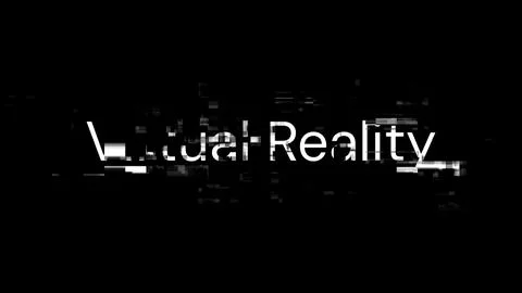 3D rendering virtual reality text with screen effects of technological glitch Stock Illustration