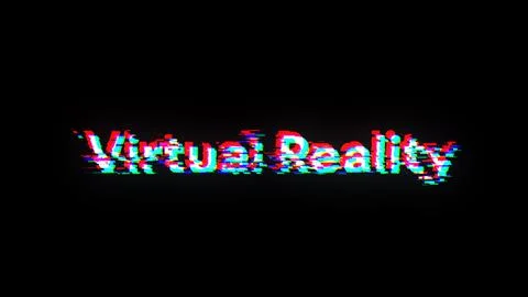 3D rendering virtual reality text with screen effects of technological glitch Stock Illustration