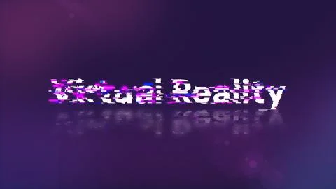 3D rendering virtual reality text with screen effects of technological glitch Stock Illustration