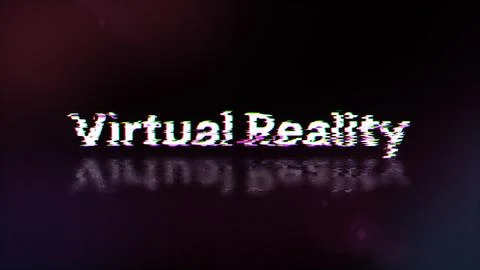 3D rendering virtual reality text with screen effects of technological glitch Stock Illustration