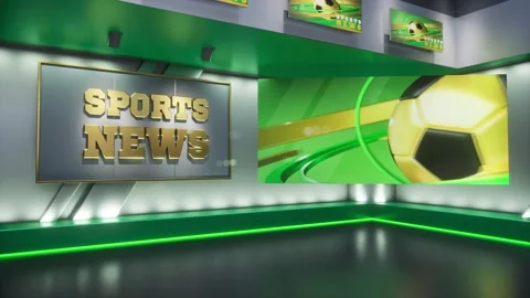 3D rendering Virtual TV Sport Studio News, Backdrop For TV Shows. TV On Wall 스톡 동영상 194446137