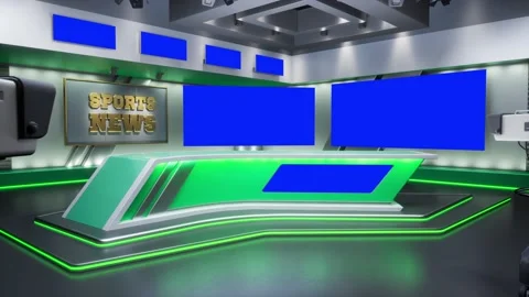 3D rendering Virtual TV Sport Studio News, Backdrop For TV Shows. TV On Wall 스톡 동영상 194446169