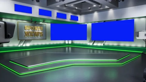 3D rendering Virtual TV Sport Studio News, Backdrop For TV Shows. TV On Wall 動画素材 194446184