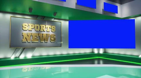 3D rendering Virtual TV Sport Studio News, Backdrop For TV Shows. TV On Wall Ilustración de archivo