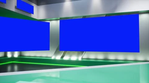 3D rendering Virtual TV Sport Studio News, Backdrop For TV Shows. TV On Wall Ilustración de archivo
