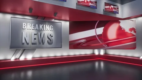 3D rendering Virtual TV Studio News, Backdrop For TV Shows. TV On Wall. 動画素材 183832226