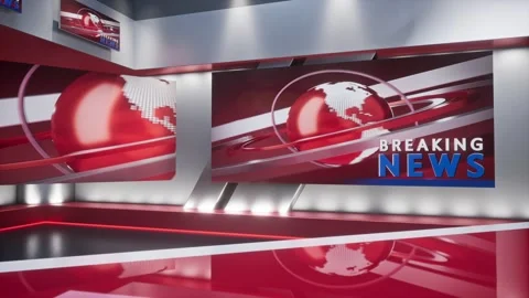 3D rendering Virtual TV Studio News, Backdrop For TV Shows. TV On Wall. 動画素材 183832697