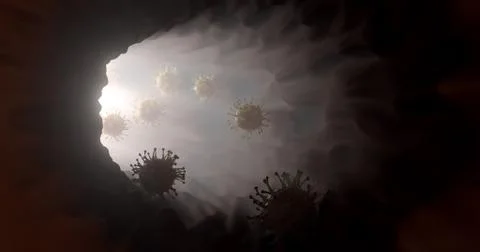 3d rendering of virus and Blood vessels. Stock Illustration