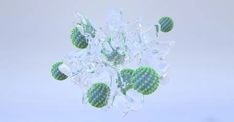 3d rendering of virus and water. Stock Illustration