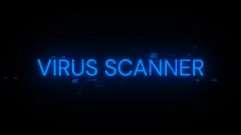 3D rendering virus scanner text with screen effects of technological glitches Stock Illustration