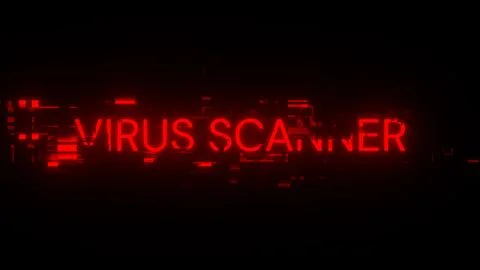 3D rendering virus scanner text with screen effects of technological glitches Stock Illustration