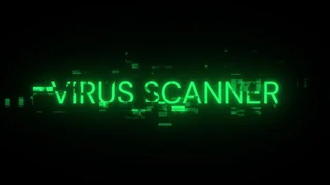 3D rendering virus scanner text with screen effects of technological glitches Stock Illustration