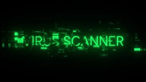 3D rendering virus scanner text with screen effects of technological glitches Stock Illustration
