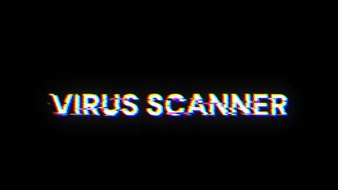 3D rendering virus scanner text with screen effects of technological glitches Illustrazione stock