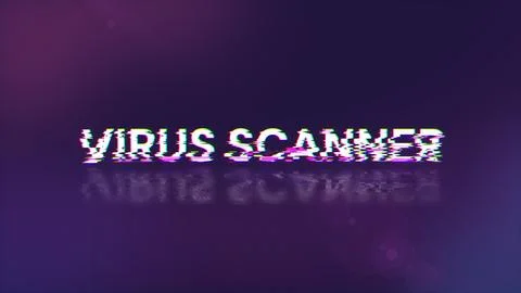 3D rendering virus scanner text with screen effects of technological glitches Stock Illustration