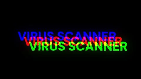 3D rendering virus scanner text with screen effects of technological glitches Stock-Illustration