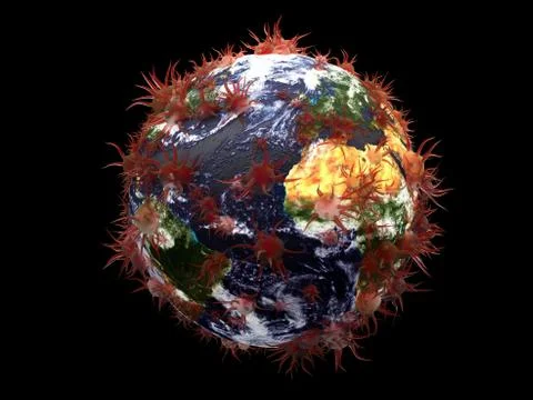 3D rendering Virus spread around the world flu global Stock Illustration
