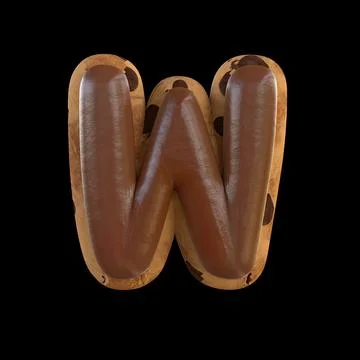 3d rendering of the W letter recreating a cookie with chocolate on top Stock Illustration