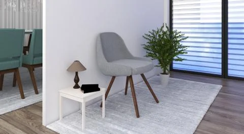 3D rendering of a waiting room, with modern furniture Illustrazione stock