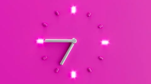 3d rendering of a wall clock with silver and lighting details showing time on a Illustrazione stock