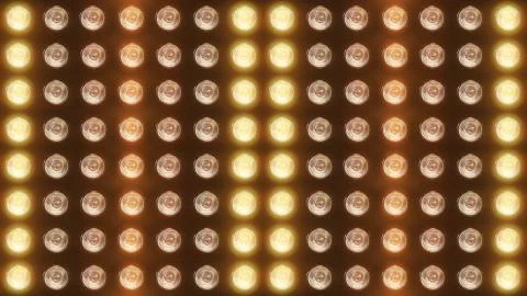 3D rendering of a wall with flashing lights and bright spotlights. Perfect ba Stock Photos