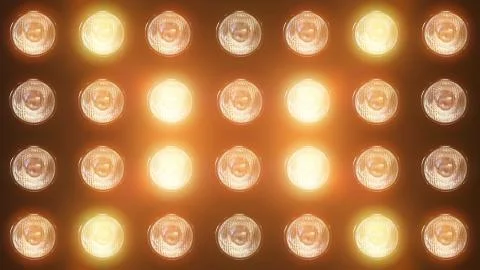 3D rendering of a wall with flashing lights and bright spotlights. Perfect ba Stock Photos