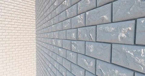 3D rendering. Wall masonry, white brick with a view at an angle. Stock Illustration