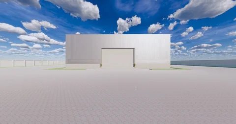 3d rendering  warehouse zoom in Stock Footage 125126536